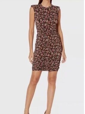 Ramy Brook Floral Ruched Bodycon Mini Dress Small Sleeveless